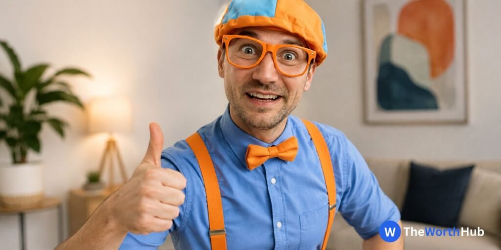 Clayton Grimm playing Blippi and performing for children
