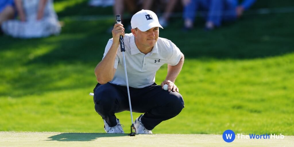 Michael Greller caddying for Jordan Spieth during their PGA Tour partnership